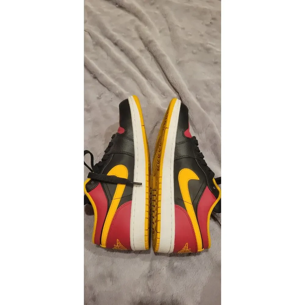 Nike Air Jordan 1 Low Bred Black-University Gold-Gym Red 553558-035 Men 11 w/box